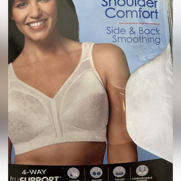 Playtex 4693 Wire free 18 Hours Ultimate Shoulder Comfort Bra 38D White NWT - Picture 4 of 5